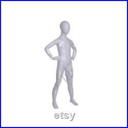 Egg Head Glossy White Child Boys Youth Fiberglass Athletic Sports Mannequin with Base YD-K03