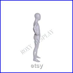 Egg Head Glossy White Child Boys Youth Fiberglass Athletic Sports Mannequin with Base YD-K03