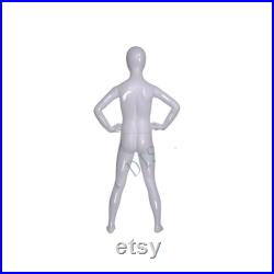 Egg Head Glossy White Child Boys Youth Fiberglass Athletic Sports Mannequin with Base YD-K03