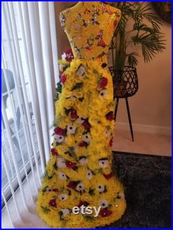 Embellished Mannequin Dress Form with Detachable Floral Train