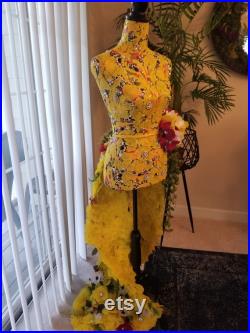 Embellished Mannequin Dress Form with Detachable Floral Train