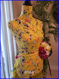 Embellished Mannequin Dress Form with Detachable Floral Train