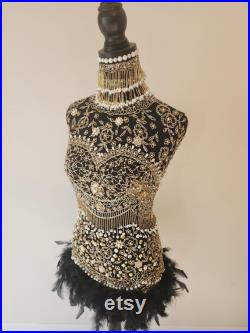 Embellished Mannequin Dress Form with Feathers (CLEARANCE)