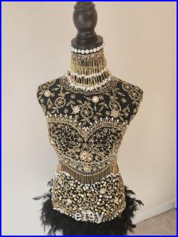 Embellished Mannequin Dress Form with Feathers (CLEARANCE)