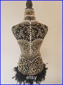 Embellished Mannequin Dress Form with Feathers (CLEARANCE)