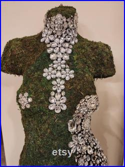 Embellished Moss Covered Mannequin