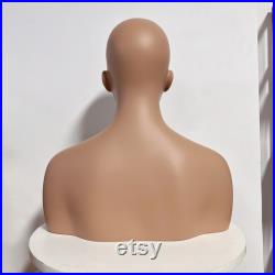 Exquisite European And American Skin Color Head Mannequin,Make Up Mannequin Head With Shoulders, Head Hat Stand Jewelry And Wig Display,