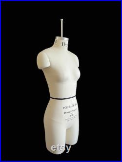 FCE Female Size 8 Professional Mannequin Tailors Dummy Olivia Neck Suspended, Short Legs, Collapsible Shoulders