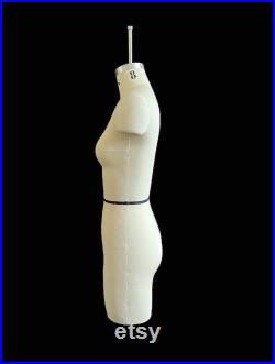 FCE Female Size 8 Professional Mannequin Tailors Dummy Olivia Neck Suspended, Short Legs, Collapsible Shoulders