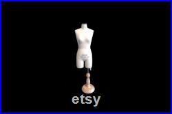 FCE Mini Mannequin for Design-Surgery, Ida, Tailors Dummy, Draping Stand, Half-Scale (Quarter-Size), Height-Adjustable Stand