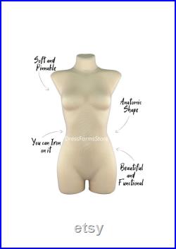 FEMALE Dress Form Soft fully pinnable professional mannequin anatomic shape torso tailor dummy