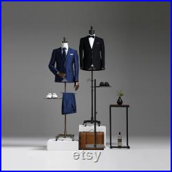 Fashion Canvas Men Mannequin,Half Body Adult Fabric Black Model Prop for Shirt Suit Window Display,Adjustable Adult Male Dress Form Torso
