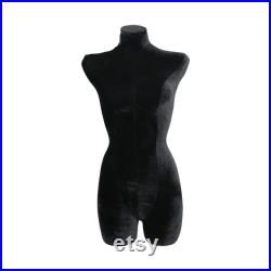 Fashion Female Underwear Mannequin,Adult Half Body Dress Form with Square Metal Base,Women Velvet Bust Hip Form for Lingerie Store Display