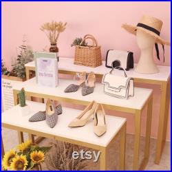 Fashion Golden Display Rack,Floor Style Clothing Store Decoration Props Torso,High Grade Shelf Cabinet Racks for Shoes Bags Display