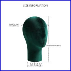 Fashion Velvet Head Mannequin,Wig Holder,Female Head Manikin Dress Form,Hat Display Holder,Flocking Head Band Stand with Metal Base