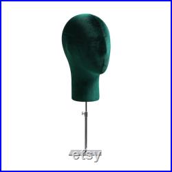 Fashion Velvet Head Mannequin,Wig Holder,Female Head Manikin Dress Form,Hat Display Holder,Flocking Head Band Stand with Metal Base