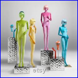 Fashionable Half Body Female Mannequin, Colorful Velvet Fabric Display Dress form Model for Boutique Display, Manikin Torso with Wooden Arm