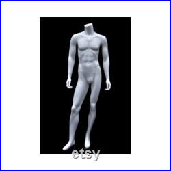 Fashionably Posed Male Matte White Headless Mannequin with Steel Metal Base MA2BW2-S