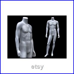 Fashionably Posed Male Matte White Headless Mannequin with Steel Metal Base MA2BW2-S