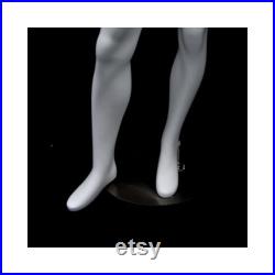 Fashionably Posed Male Matte White Headless Mannequin with Steel Metal Base MA2BW2-S