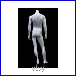 Fashionably Posed Male Matte White Headless Mannequin with Steel Metal Base MA2BW2-S