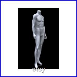 Fashionably Posed Male Matte White Headless Mannequin with Steel Metal Base MA2BW2-S