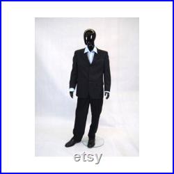 Fashionably Posed Mens Glossy Black Egg Head Full Body Mannequin with Base GM53BK1-S