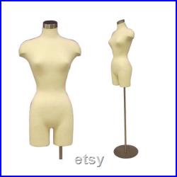 Female Adult Dress Form Mannequin Pinnable Off White Torso with Shoulders and Thighs F2WLG