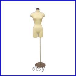 Female Adult Dress Form Mannequin Pinnable Off White Torso with Shoulders and Thighs F2WLG