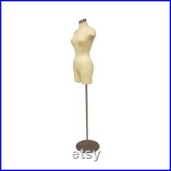 Female Adult Dress Form Mannequin Pinnable Off White Torso with Shoulders and Thighs F2WLG