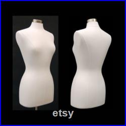 Female Adult Dress Form Mannequin Pinnable White Linen Torso Size 6 8 with Base F6 8LW