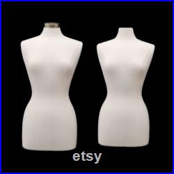 Female Adult Dress Form Mannequin Pinnable White Linen Torso Size 6 8 with Base F6 8LW