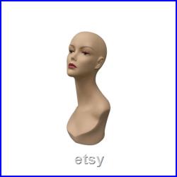 Female Adult Fiberglass Realistic Fleshtone Mannequin Head Display (2 pack) TINAF3