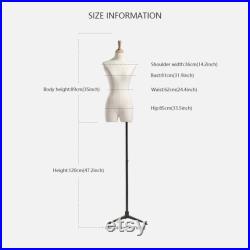 Female Adult mannequin torso with Stand, half body Woman Display Linen Dress Form Adjustable Height,Flexible Wooden Arms for clothing.