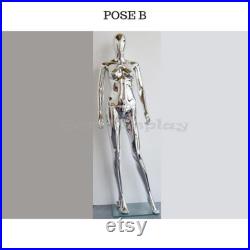 Female Chrome Mannequin Full Body Chrome Mannequin with Base SCEG