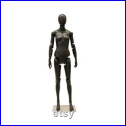 Female Full Body Egg Head Flexible Matte Black Fiberglass Mannequin with Base FFXBEG