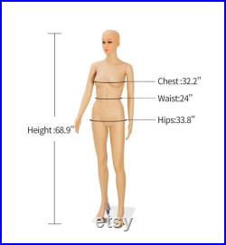 Female Full Body Mannequin Display Fits Size S M L, Adjustable 69'' Female Mannequin with base, Male Full Body Mannequin Adjustable 73
