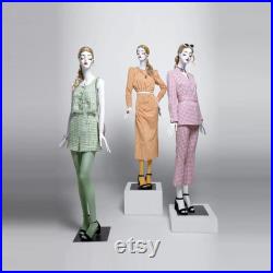 Female Full Body Mannequin with Wig, Fiberglass White Makeup Woman Model Display Props for Wedding Dress Store,Window Display Dress Form