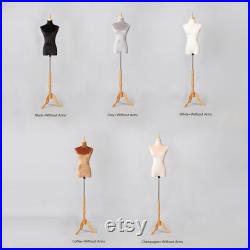 Female Half Body Display Dress Form Mannequin ,Adjustable Velvet Fabric Mannequin Torso, Female Dummy Fabric Dress Form Sewing Suit Model