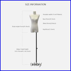 Female Half Body Fabric Mannequin,Adult Women Flat Shoulder Model Props with Flexible Wood Arms,Window Dress Form for Clothing Display