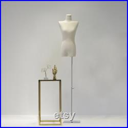 Female Half Body Fabric Mannequin,Adult Women Flat Shoulder Model Props with Flexible Wood Arms,Window Dress Form for Clothing Display