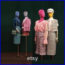 Female Half Body Mannequin,Adjustable Height Fabric Wrapped Model, Fashion Adult Mechanical Dress Form for Clothes Store Window Display