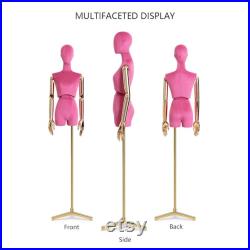 Female Half Body Mannequin,Adjustable Height Fabric Wrapped Model, Fashion Adult Mechanical Dress Form for Clothes Store Window Display