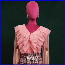 Female Half Body Mannequin,Adjustable Height Fabric Wrapped Model, Fashion Adult Mechanical Dress Form for Clothes Store Window Display