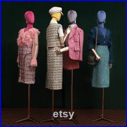 Female Half Body Mannequin,Adjustable Height Fabric Wrapped Model, Fashion Adult Mechanical Dress Form for Clothes Store Window Display