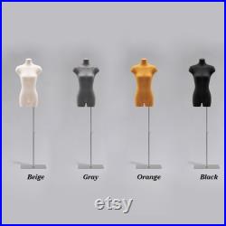 Female Half Body Mannequin, Clothing Display Model Body Stand,Suede Torso Dress Form,Wooden Arms and Base for Clothing Dress Store Display,