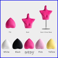 Female Lingerie Bust Mannequin, Underwear Hip Form Model,Velvet Fabric Manikin,Women Bra Upper Torso Display Stand ,Dress Form Style