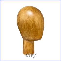 Female Male Kids Wooden Head Mannequin, Ancient Hand Brush Dark Brown Color Wooden Head Mannequin for Hat Wig Home Display, Jewelry Holder