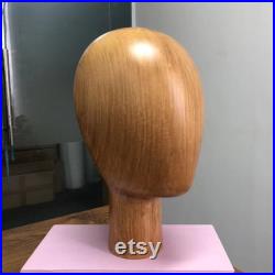 Female Male Kids Wooden Head Mannequin, Ancient Hand Brush Dark Brown Color Wooden Head Mannequin for Hat Wig Home Display, Jewelry Holder