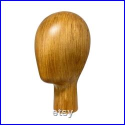 Female Male Kids Wooden Head Mannequin, Ancient Hand Brush Dark Brown Color Wooden Head Mannequin for Hat Wig Home Display, Jewelry Holder